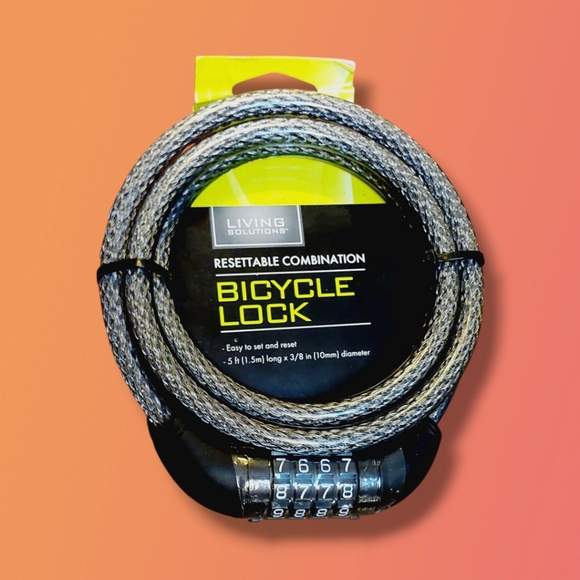 Living Solutions | Resettable Combination Bicycle Lock | 5 Ft. | NEW | NWT | - Picture 2 of 3
